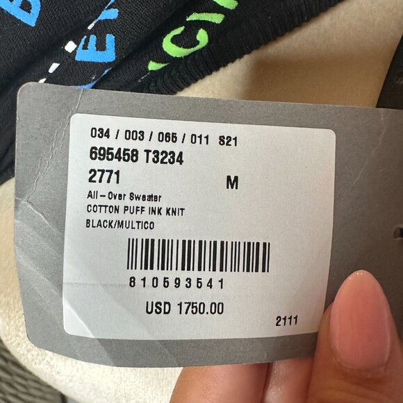 BALENCIAGA - All Over Logo Cotton Sweater - Picture 12 of 12